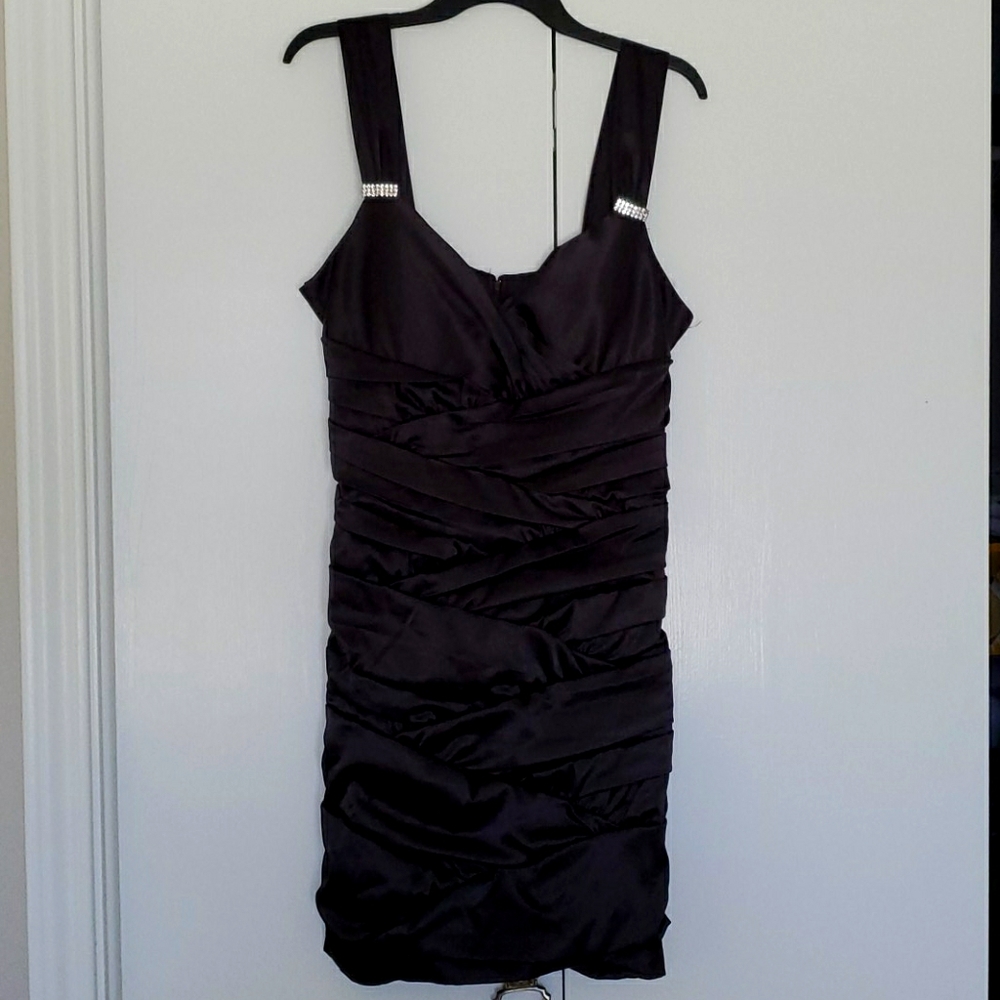 Bisou Bisou Black Ruched Cocktail Dress